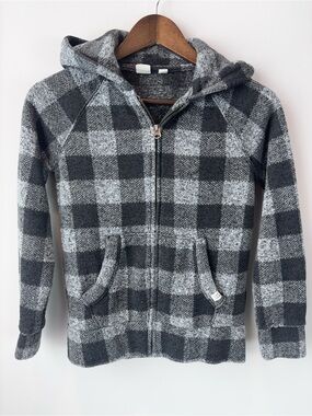 GAP Kids Black & Gray Plaid Zip Hoodie